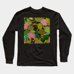 Mosses lichens fungi mossy garden woodland toadstools Long Sleeve T-Shirt